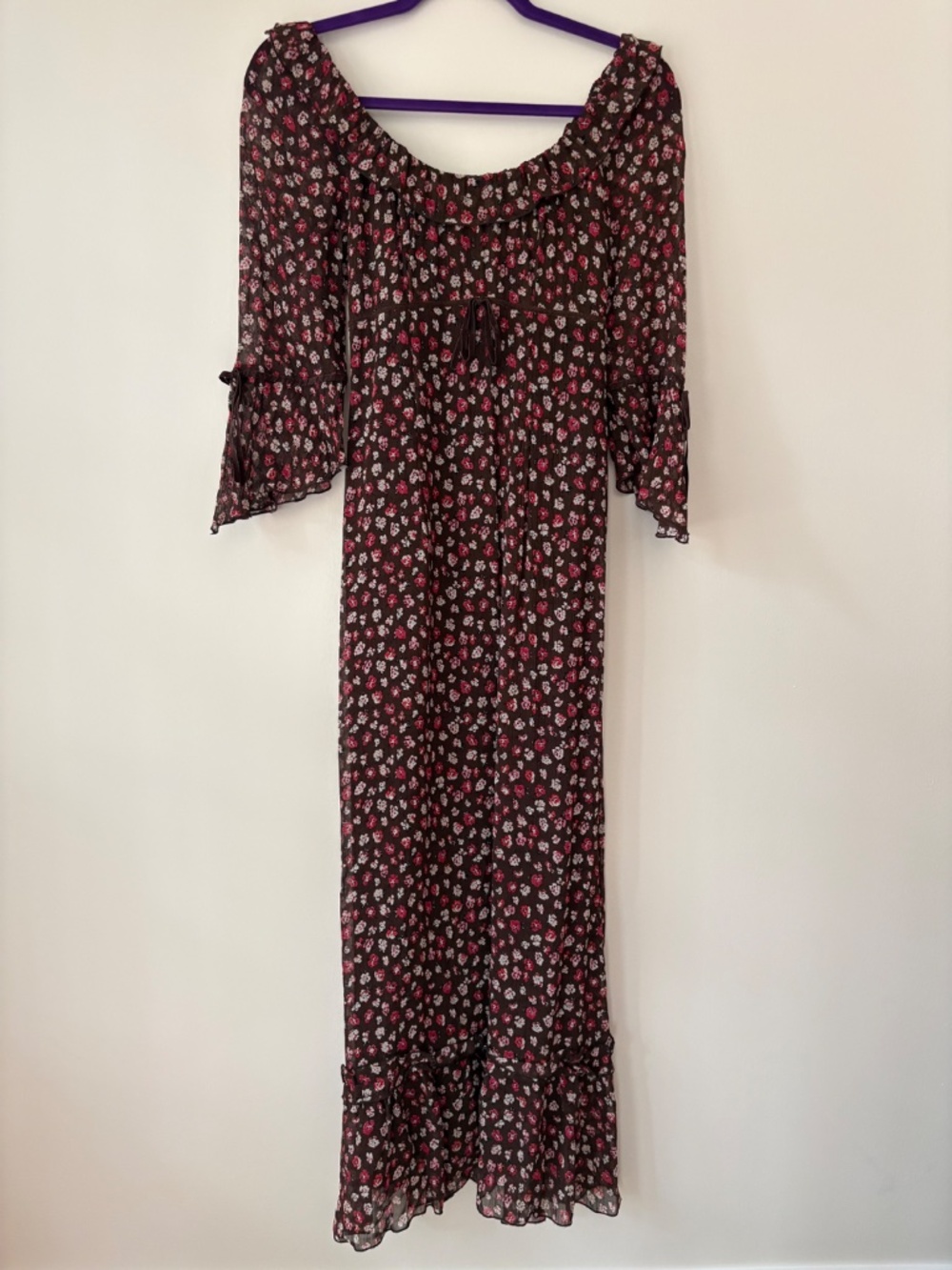 Brown floral maxi dress - Picture 2 of 4